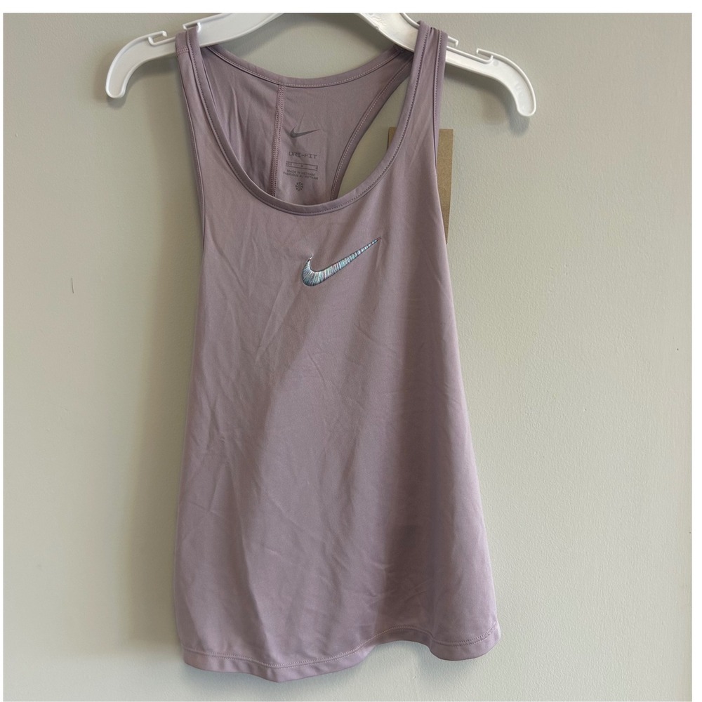 Nike Girls Training Tank Top Lavender Purple Dri-FIT Athletic Gym twist back‎